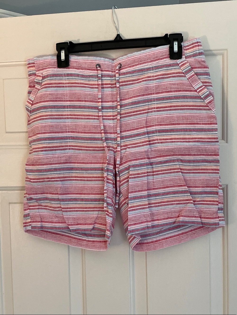 Talbots Outlet Women’s Striped Pink Drawstring 7” Bermuda Shorts size 10
